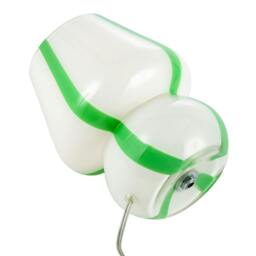 Rackhams Handcrafted Art Glass Table Lamp in Soft White with Bold Green Ribbons - thumbnail 4