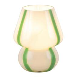 Rackhams Handcrafted Art Glass Table Lamp in Soft White with Bold Green Ribbons - thumbnail 6