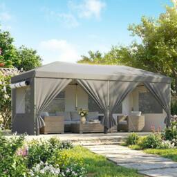 Rackhams 3 x 6 m Pop Up Gazebo, UPF50+ Wedding Party Tent Marquee - Dark Grey - thumbnail 1