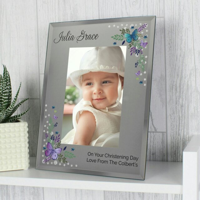 Rackhams Personalised Butterfly 6x4 Diamante Glass Photo Frame - image 1