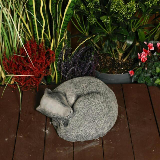 Rackhams Peaceful Cast Stone Sleeping Badger Garden Statue Animal Garden Ornament - image 1