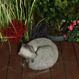 Rackhams Peaceful Cast Stone Sleeping Badger Garden Statue Animal Garden Ornament - thumbnail 1