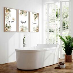Rackhams Bathroom pictures - set of 3 wall art - 16 x 22 inches / 40.65 cm x 56 cm - Polyester Canvas 260 gsm - Canvas wrapped - thumbnail 2