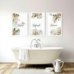 Rackhams Bathroom pictures - set of 3 wall art - 16 x 22 inches / 40.65 cm x 56 cm - Polyester Canvas 260 gsm - Canvas wrapped - thumbnail 6