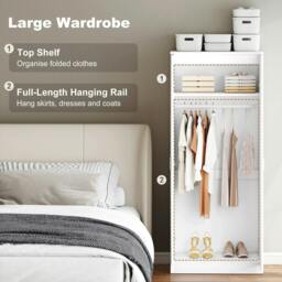Rackhams High Gloss 3 Piece Trio Bedroom Furniture Set Wardrobe + Chest Of Drawer + Bedside White - thumbnail 5