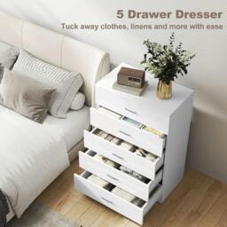Rackhams High Gloss 3 Piece Trio Bedroom Furniture Set Wardrobe + Chest Of Drawer + Bedside White - thumbnail 6
