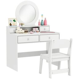 Rackhams Kids Dressing Table Set w/ Stool, Mirror, Drawers - Pink - Pink - 70L x 40W x 98Hcm - thumbnail 6