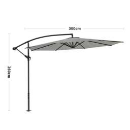 Rackhams 3M Sun Parasol Hanging Banana Umbrella Light Grey  Outdoor Sun Shade - Cross base+Petal water tank base - thumbnail 6