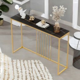 Rackhams Marble Hallway Console Table Black And Gold - thumbnail 2