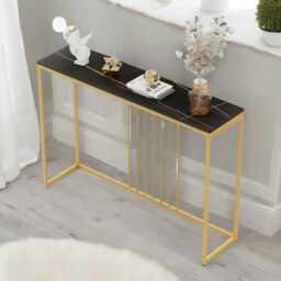 Rackhams Marble Hallway Console Table Black And Gold - thumbnail 4