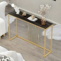 Rackhams Marble Hallway Console Table Black And Gold - thumbnail 3