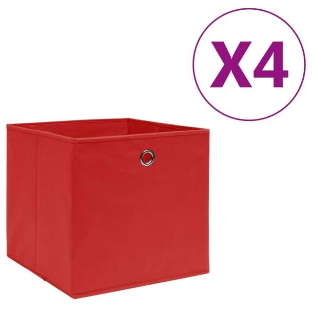 Rackhams Storage Boxes 4 pcs Non-woven Fabric 28x28x28 cm Red