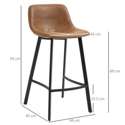 Rackhams Industrial Bar Stools Set of 2, Bar Chairs with Steel Legs, Brown - thumbnail 5