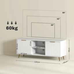 Rackhams Modern TV Stand Cabinet with Storage for Living Room, White - thumbnail 6