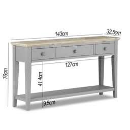 Rackhams Florence Console Table with 3 Drawers and Shelf. Hallway Slimline Storage - Truffle, Beige - thumbnail 6