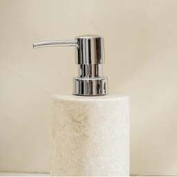 Rackhams Marble Soap Dispenser With Premium Metal Pump - Beige - thumbnail 3