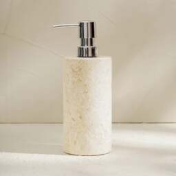 Rackhams Marble Soap Dispenser With Premium Metal Pump - Beige - thumbnail 1