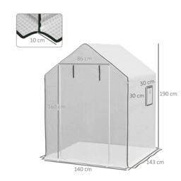 Rackhams Greenhouse Cover Replacement Walk-in PE Hot House Cover with Roll-up Door and Windows, 140 x 143 x 190cm, White - thumbnail 2