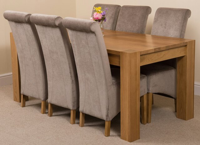 Rackhams Kuba Large Oak Dining Table with Montana Fabric Chairs - 6 chairs - Grey - image 1
