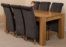 Rackhams Kuba Large Oak Dining Table with Montana Fabric Chairs - 6 chairs - Grey - thumbnail 4