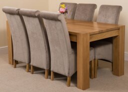 Rackhams Kuba Large Oak Dining Table with Montana Fabric Chairs - 6 chairs - Grey - thumbnail 1