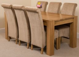 Rackhams Kuba Large Oak Dining Table with Montana Fabric Chairs - 6 chairs - Grey - thumbnail 2