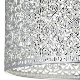 Rackhams Ornate Moroccan Style Decorated Shiny Silver Metal Pendant Shade 25cm x 15cm - thumbnail 3