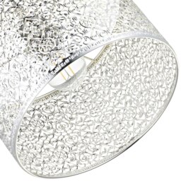 Rackhams Ornate Moroccan Style Decorated Shiny Silver Metal Pendant Shade 25cm x 15cm - thumbnail 4