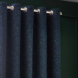 Rackhams New Galaxy Chenille Eyelet Curtains - Navy - 168cm x 183cm - Navy - 100% Polyester - thumbnail 3