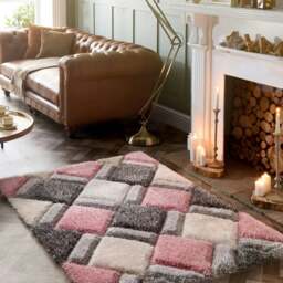 Rackhams 3D Geo Carved Rug – Pink Colour - 60X100 cm - thumbnail 4