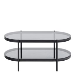 Rackhams Bayonne Oval Coffee Table with Smoked Glass Top - 1 - Black - Black - thumbnail 2