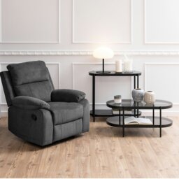 Rackhams Bayonne Oval Coffee Table with Smoked Glass Top - 1 - Black - Black - thumbnail 5