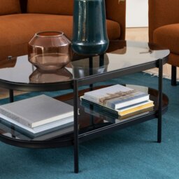 Rackhams Bayonne Oval Coffee Table with Smoked Glass Top - 1 - Black - Black - thumbnail 4