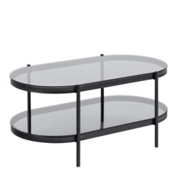 Rackhams Bayonne Oval Coffee Table with Smoked Glass Top - 1 - Black - Black - thumbnail 1