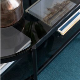 Rackhams Bayonne Oval Coffee Table with Smoked Glass Top - 1 - Black - Black - thumbnail 6