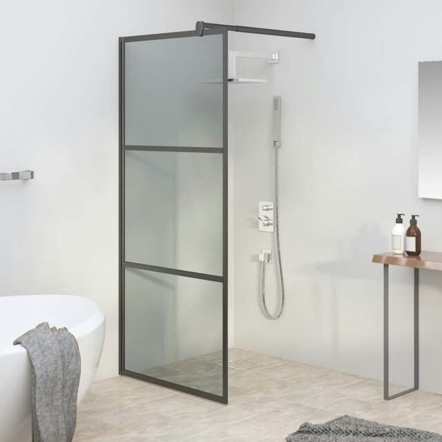 Rackhams Walk-in Shower Wall 90x195cm Dark ESG Glass Black