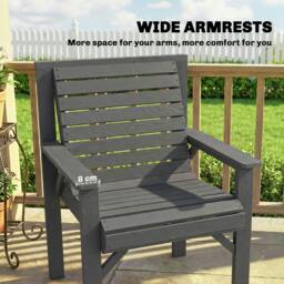 Rackhams Wood Garden Chair Outdoor Dining Chair with Curved Seat - 66W x 65D x 90H cm - Grey - Garden Dining Chair - thumbnail 5