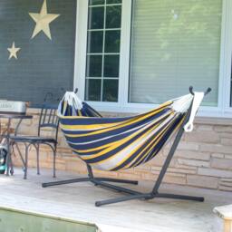 Rackhams Double Cotton Hammock with Stand (250cm) - Serenity - thumbnail 3