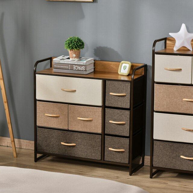 Rackhams 3-Tier Fabric Bedroom Dresser with 7 Foldable Drawers, Multi-Colored - image 1
