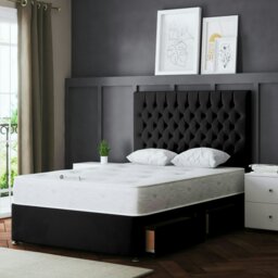 Rackhams Seraphine Divan Bed with Upholstered Headboard - Two Drawers - Black - Double - thumbnail 5