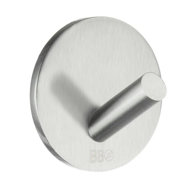 Rackhams 4 x BESLAGSBODEN Brushed Stainless Steel Single Towel Hook (30 x 30mm) Self Adhesive Bathroom Wall Mounted