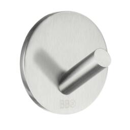 Rackhams 4 x BESLAGSBODEN Brushed Stainless Steel Single Towel Hook (30 x 30mm) Self Adhesive Bathroom Wall Mounted