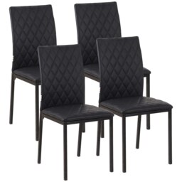 Rackhams Dining Chairs Faux Leather Accent Chairs for Kitchen, Set of 4, Black - Black - thumbnail 3