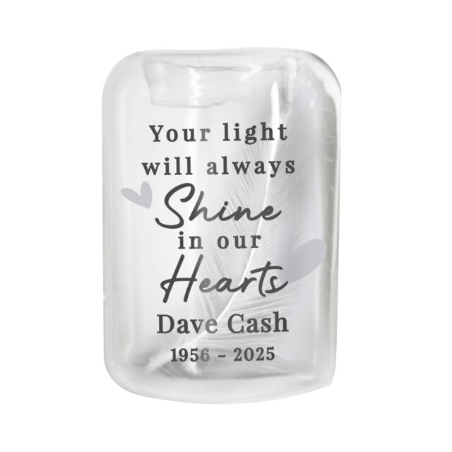 Rackhams Personalised In Our Hearts Memorial Feather Tealight Holder - image 1
