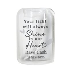 Rackhams Personalised In Our Hearts Memorial Feather Tealight Holder