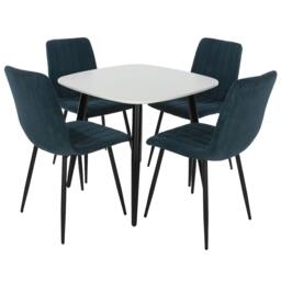 Rackhams Aspen Dining Set - White Square Table & 4 Upholstered Straight Stitch Dining Chairs - Grey - thumbnail 3
