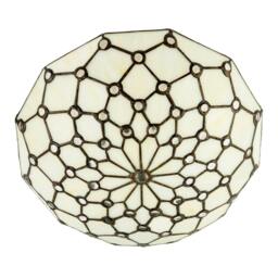 Rackhams White Toned and Clear Beaded Tiffany Glass Easy Fit Bowl Pendant Shade - thumbnail 5