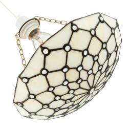 Rackhams White Toned and Clear Beaded Tiffany Glass Easy Fit Bowl Pendant Shade - thumbnail 4