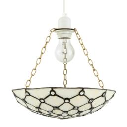 Rackhams White Toned and Clear Beaded Tiffany Glass Easy Fit Bowl Pendant Shade