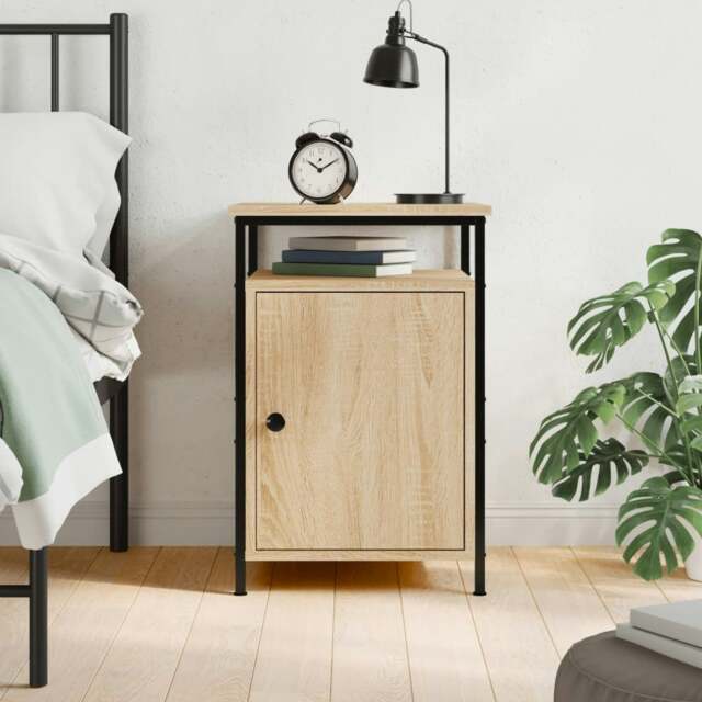 Rackhams Bedside Cabinet Sonoma Oak 40x42x60 cm Engineered Wood - Brown - Engineered wood, iron - image 1